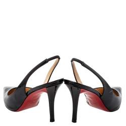 Pre Owned Christian Louboutin Black Patent Leather Clare Slingback Pumps Size 38