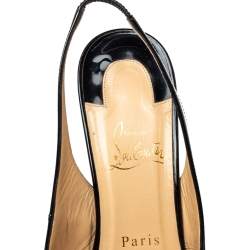 Pre Owned Christian Louboutin Black Patent Leather Clare Slingback Pumps Size 38