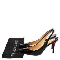 Pre Owned Christian Louboutin Black Patent Leather Clare Slingback Pumps Size 38