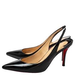 Pre Owned Christian Louboutin Black Patent Leather Clare Slingback Pumps Size 38