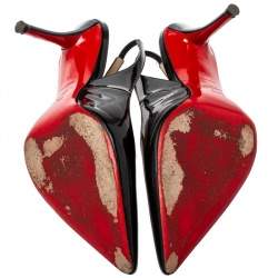 Pre Owned Christian Louboutin Black Patent Leather Clare Slingback Pumps Size 38