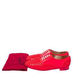 Pre Owned Christian Louboutin Pink Sime Patent Leather Freddy Oxfords Size 39.5