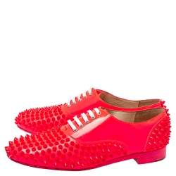Pre Owned Christian Louboutin Pink Sime Patent Leather Freddy Oxfords Size 39.5