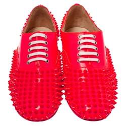 Pre Owned Christian Louboutin Pink Sime Patent Leather Freddy Oxfords Size 39.5