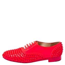 Pre Owned Christian Louboutin Pink Sime Patent Leather Freddy Oxfords Size 39.5
