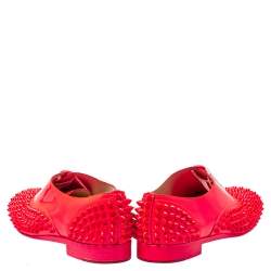 Pre Owned Christian Louboutin Pink Sime Patent Leather Freddy Oxfords Size 39.5