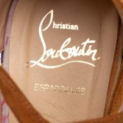 Christian Louboutin Brown Suede Caged Espadrille Tosca Wedge Sandals Size 39