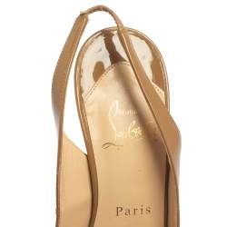 Pre Owned صندل كريستيان لوبوتان نيو بريفي جلد لامع بيج مقدمة مفتوحة فتحة كعب مقاس 37