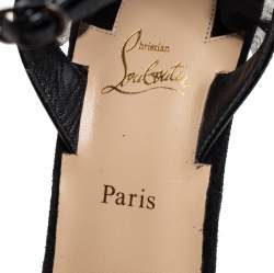 Pre Owned Christian Louboutin Black Patent Leather And Suede Jacqueline Sandals Size 39