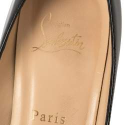 Pre Owned Christian Louboutin Black Patent Leather Vendome Peep Toe Pumps Size 39