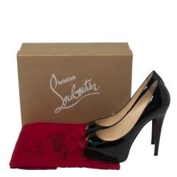 Pre Owned Christian Louboutin Black Patent Leather Vendome Peep Toe Pumps Size 39