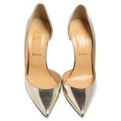 Pre Owned Christian Louboutin Silver  Leather Iriza  Pumps Size 41