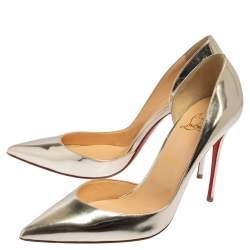 Pre Owned Christian Louboutin Silver  Leather Iriza  Pumps Size 41