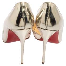 Pre Owned Christian Louboutin Silver  Leather Iriza  Pumps Size 41