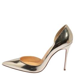 Pre Owned Christian Louboutin Silver  Leather Iriza  Pumps Size 41