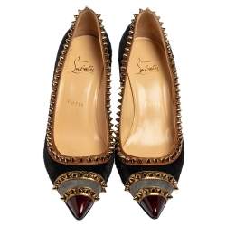 Pre Owned Christian Louboutin Multicolor Leather And Suede Malabar Hill Pumps Size 37.5