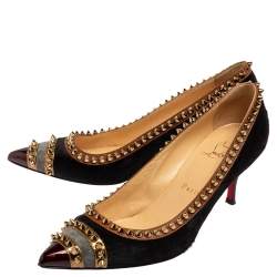 Pre Owned Christian Louboutin Multicolor Leather And Suede Malabar Hill Pumps Size 37.5