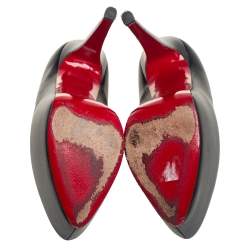 Pre Owned Christian Louboutin Black Leather Daffodile Platform Pumps Size 36