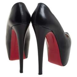 Pre Owned Christian Louboutin Black Leather Daffodile Platform Pumps Size 36
