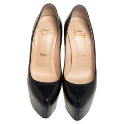 Pre Owned Christian Louboutin Black Leather Daffodile Platform Pumps Size 36
