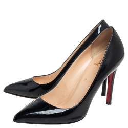 Pre Owned Christian Louboutin Black Patent Leather Pigalle Pointed Toe Pumps Size 38.5