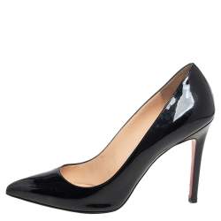 Pre Owned Christian Louboutin Black Patent Leather Pigalle Pointed Toe Pumps Size 38.5