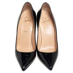 Pre Owned Christian Louboutin Black Patent Leather Pigalle Pointed Toe Pumps Size 38.5