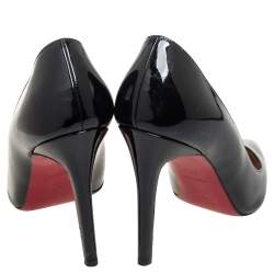 Pre Owned Christian Louboutin Black Patent Leather Pigalle Pointed Toe Pumps Size 38.5