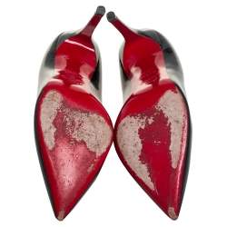 Pre Owned Christian Louboutin Black Patent Leather Pigalle Pointed Toe Pumps Size 38.5