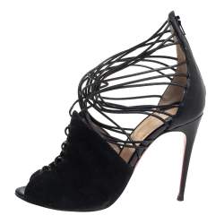 مملوكة مسبقًا بوت كريستيان لوبوتان جلد وسودي أسود مقاس 36.5