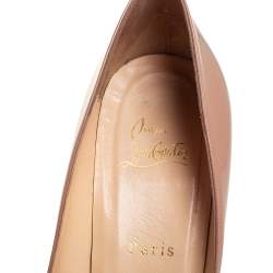 Pre Owned Christian Louboutin Beige Patent Leather Pigalle Pointed Toe Pumps Size 40
