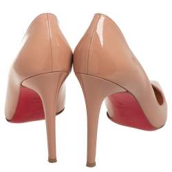 Pre Owned Christian Louboutin Beige Patent Leather Pigalle Pointed Toe Pumps Size 40