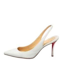 Pre Owned Christian Louboutin White Leather Clare Slingback Pointed Toe Sandals Size 37