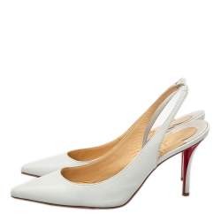 Pre Owned Christian Louboutin White Leather Clare Slingback Pointed Toe Sandals Size 37