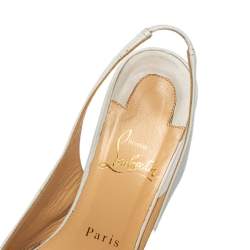 Pre Owned Christian Louboutin White Leather Clare Slingback Pointed Toe Sandals Size 37