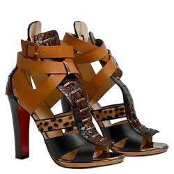 Pre Owned Christian Louboutin Multicolor Leather Keny Sandals Size EU 38.5