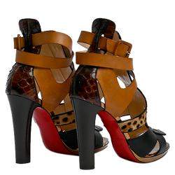 Pre Owned Christian Louboutin Multicolor Leather Keny Sandals Size EU 38.5