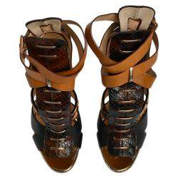 Pre Owned Christian Louboutin Multicolor Leather Keny Sandals Size EU 38.5