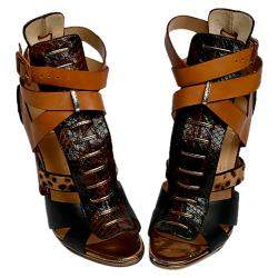 Pre Owned Christian Louboutin Multicolor Leather Keny Sandals Size EU 38.5