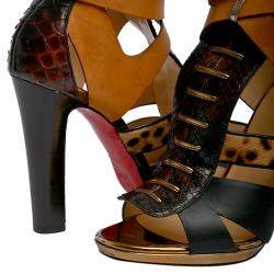 Pre Owned Christian Louboutin Multicolor Leather Keny Sandals Size EU 38.5