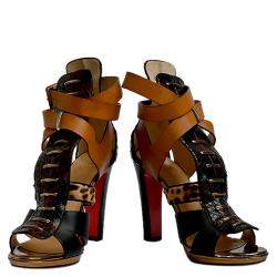 Pre Owned Christian Louboutin Multicolor Leather Keny Sandals Size EU 38.5