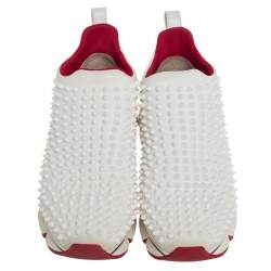 Pre Owned Christian Louboutin White Fabric Spike-Sock Sneakers Size 39