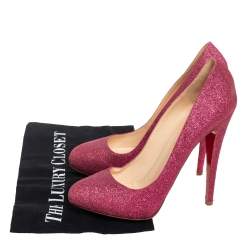 Pre Owned Christian Louboutin Pink Glitter Fifi Pumps Size 39