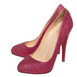 Pre Owned Christian Louboutin Pink Glitter Fifi Pumps Size 39