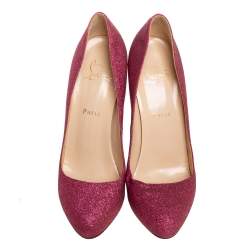Pre Owned Christian Louboutin Pink Glitter Fifi Pumps Size 39