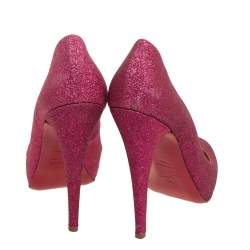 Pre Owned Christian Louboutin Pink Glitter Fifi Pumps Size 39