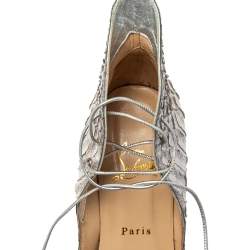 مملوكة مسبقًا Christian Louboutin Grey Python Mega Vamp  Lace-up Pumps Size 38.5