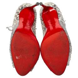 مملوكة مسبقًا Christian Louboutin Grey Python Mega Vamp  Lace-up Pumps Size 38.5