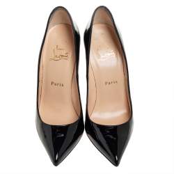 Pre Owned Christian Louboutin Black Patent Leather Pigalle Pointed Toe Pumps Size 38