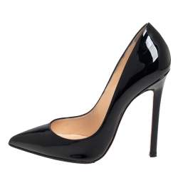 Pre Owned Christian Louboutin Black Patent Leather Pigalle Pointed Toe Pumps Size 38